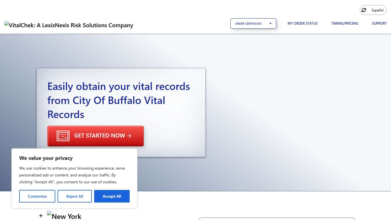 City Of Buffalo Vital Records (NY) Order Certificates - VitalChek